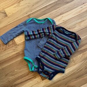 Primary 9m Striped Long Sleeve Baby Onesie Bundle Set